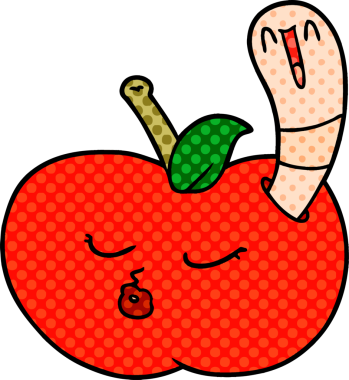 Bir insan tarafından çizilmiş elma solucanı.