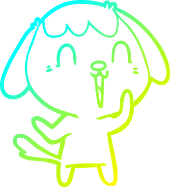 Bir insan tarafından çizilmiş şirin bir çizgi köpeğin soğuk gradyan çizgisi.