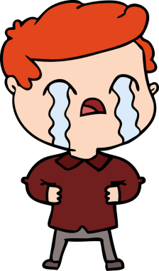 Bir insan tarafından çizilmiş ağlayan çizgi film adamı.