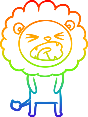 gökkuşağı gradyan çizgi çizimi bir insan tarafından çizilmiş bir aslan