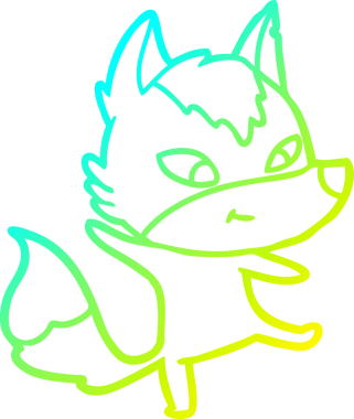 Bir insan tarafından çizilmiş, dost canlısı bir kurt çizgi filminin çizimi.