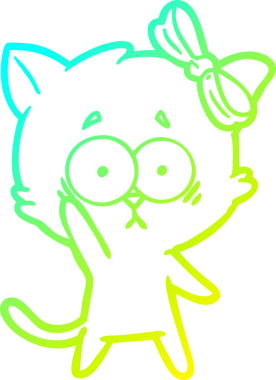 Bir insan tarafından çizilen çizgi film kedisinin soğuk gradyan çizgisi.