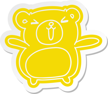 Çizgi film çıkartması kawaii Bir insan tarafından çizilmiş sevimli oyuncak ayı