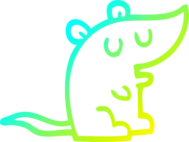 Bir insan tarafından çizilen çizgi film faresinin soğuk gradyan çizgisi.