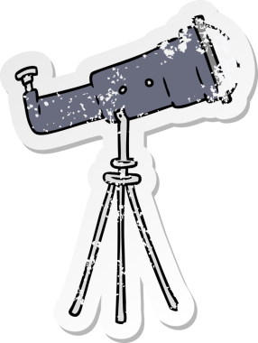 Bir insan tarafından çizilmiş büyük bir teleskobun el çizimi karikatürü.