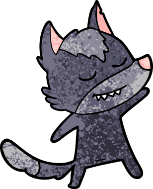 Bir insan tarafından çizilmiş dost canlısı bir kurt.