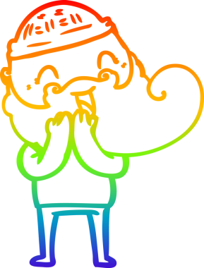 Gökkuşağı gradyan çizgisi mutlu sakallı bir adamın bir insan tarafından çizilmiş gülüşü.