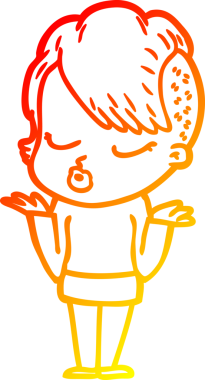 Bir insan tarafından çizilmiş güzel hippi bir çizgi film çizimi.