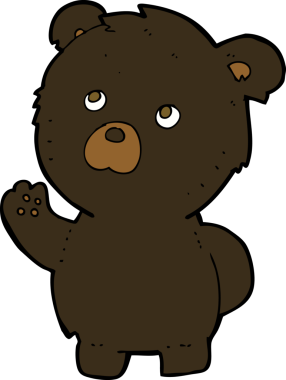 Bir insan tarafından çizilmiş siyah ayı sallayan çizgi film.