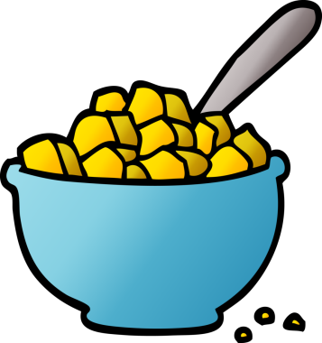 Bir insan tarafından çizilmiş mısır gevreği kasesi.