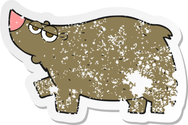 Bir insan tarafından çizilmiş karikatür ayısının gerilmiş çıkartması.