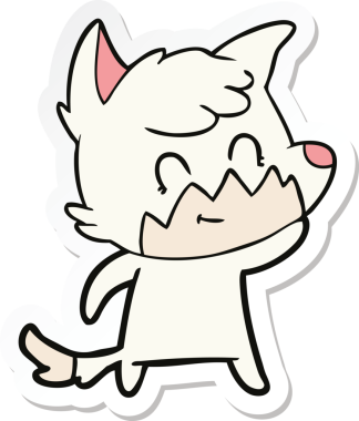 Bir insan tarafından çizilmiş bir çizgi film tilkisinin çıkartması.