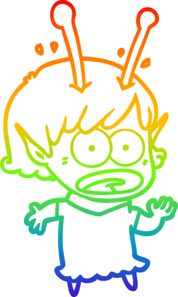 gökkuşağı gradyan çizimi bir çizgi film şok uzaylı kız bir insan tarafından çizildi