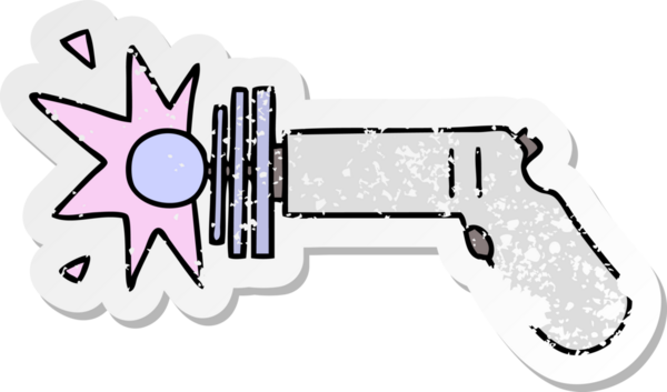 İnsan eliyle çizilmiş garip bir ışın tabancasının sıkıntılı çıkartması.