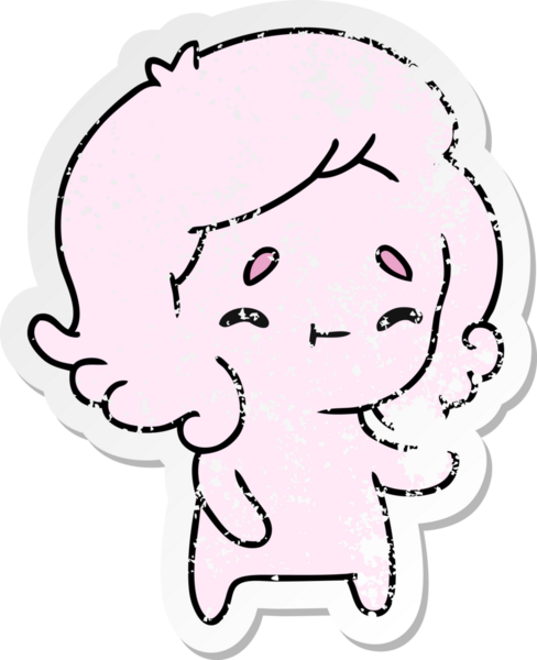 Bir insan tarafından çizilmiş sevimli bir kawaii hayaletinin sıkıntılı karikatür çizimi