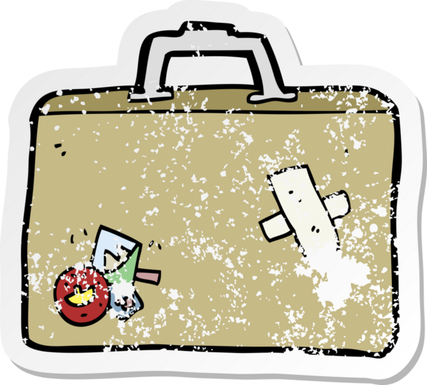 Bir insan tarafından çizilmiş bir karikatür bagajının geriletilmiş etiketi.