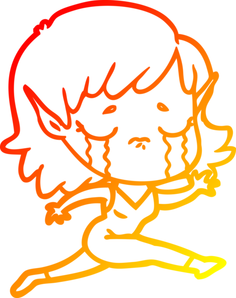 Bir insan tarafından çizilmiş, ağlayan bir elf kızı çizimi.