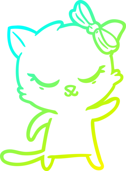 Bir insan tarafından çizilmiş bir çizgi film kedisinin soğuk gradyan çizimi