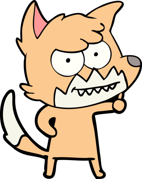 Bir insan tarafından çizilmiş sırıtan tilki çizgi filmi.