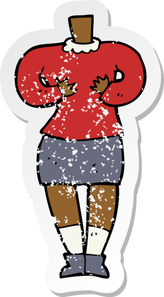 Bir insan tarafından çizilmiş bir karikatür kadın vücudunun gerilimli etiketi.