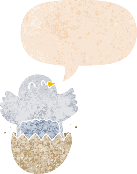 Çizgi film kuluçkaya yatmış, konuşma baloncuğu içinde, bir insan tarafından çizilmiş, sıkıntılı, eski moda bir tavuk.