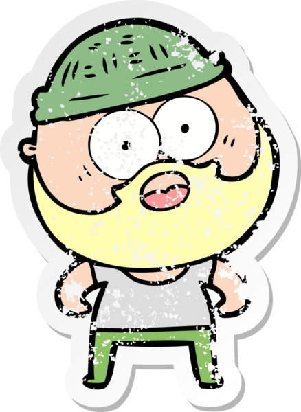 Bir insan tarafından çizilmiş sakallı bir adamın sıkıntılı çıkartması.