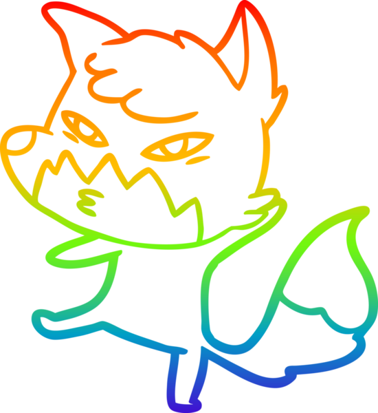 gökkuşağı gradyanı çizimi bir insan tarafından çizilmiş akıllı bir tilki çizgi filmi