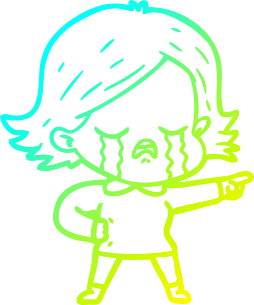 Bir insan tarafından çizilmiş ağlayan bir çizgi film kızı çizimi.