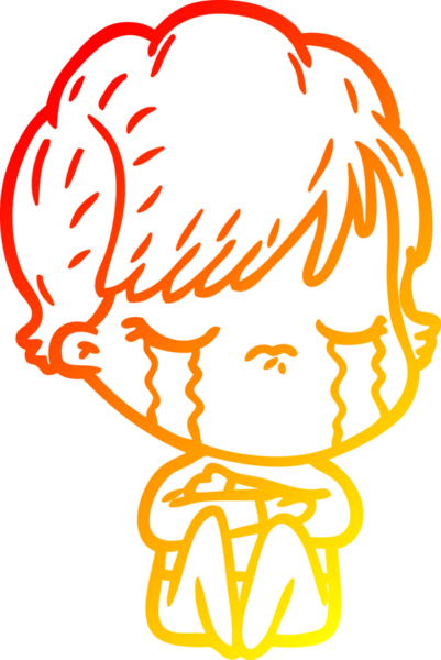 Bir insan tarafından çizilmiş, ağlayan bir çizgi kadın çizimi.