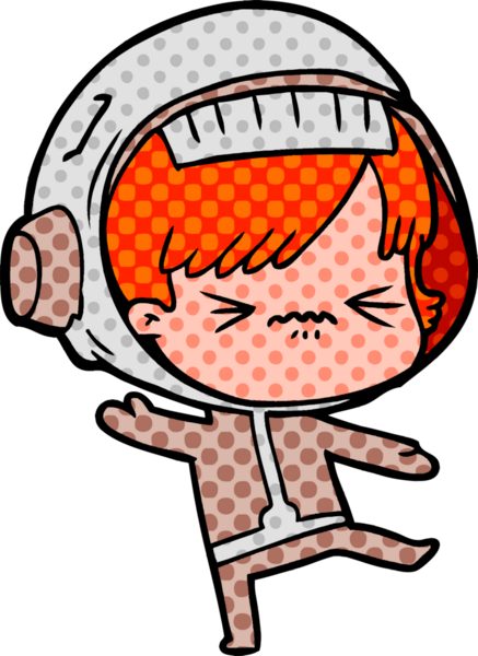 Bir insan tarafından çizilmiş kızgın uzay kızı.