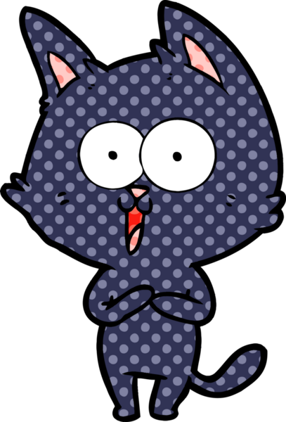 Bir insan tarafından çizilmiş komik çizgi film kedisi.