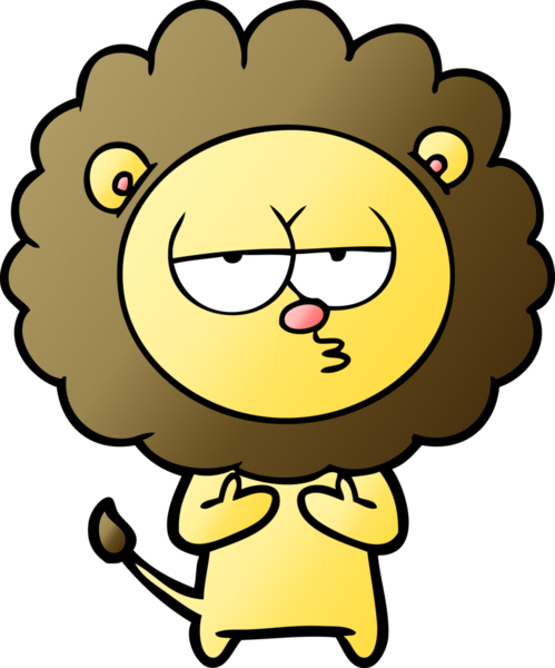 Bir insan tarafından çizilmiş yorgun bir aslan.