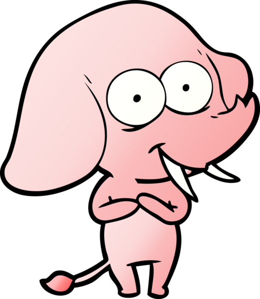 Bir insan tarafından çizilmiş mutlu bir fil.