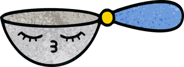 Bir insan tarafından çizilmiş bir kaşık retro grunge desen karikatürü.