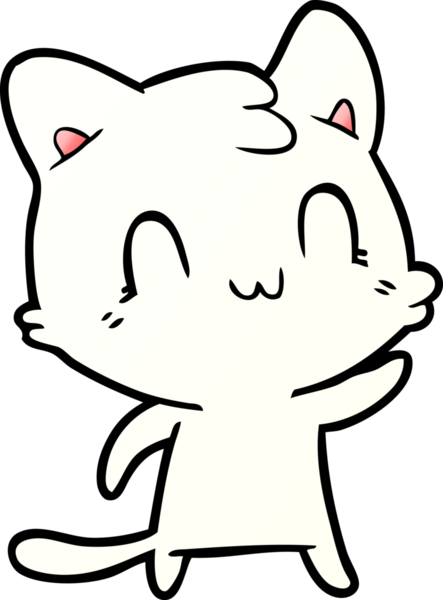 Bir insan tarafından çizilmiş mutlu bir kedi.