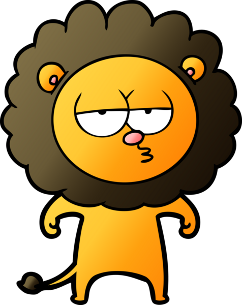 Bir insan tarafından çizilmiş canı sıkkın bir aslan.