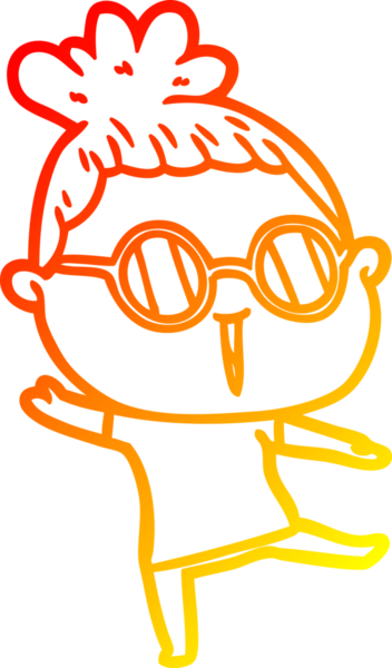 Bir insan tarafından çizilmiş gözlüklü bir karikatür kadın çizimi.