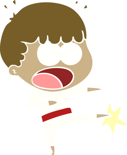 Bir insan tarafından çizilmiş düz renkli karate tekmesi.