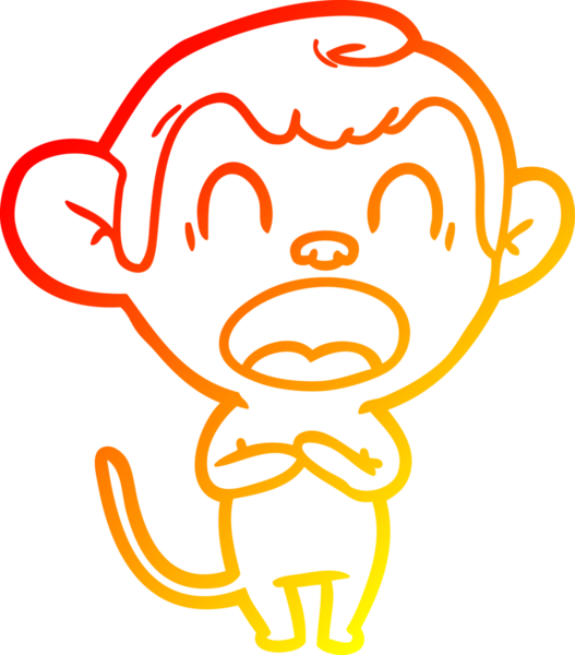 Bir insan tarafından çizilen esneyen çizgi maymun çizimi.