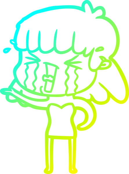 Bir insan tarafından çizilmiş göz yaşları içinde bir çizgi film kadını çizimi.