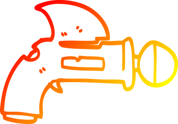 Bir insan tarafından çizilmiş bir ışın tabancasının sıcak eğimli çizgisi.