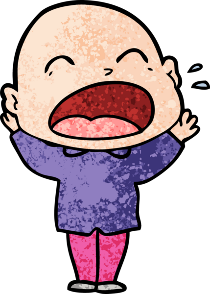 Bir insan tarafından çizilmiş kel adam diye bağıran çizgi film.