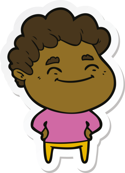 Bir insan tarafından çizilmiş, karikatür dostu bir adamın çıkartması.