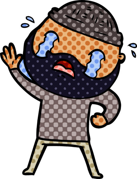 Çizgi film sakallı adam bir insan tarafından çizilmiş ve ağlıyor.