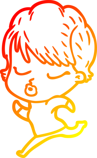 Bir insan tarafından çizilmiş gözleri olan çizgi film kadını çizimi.