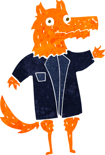 bir insan tarafından çizilmiş tilki iş adamı çizgi filmi