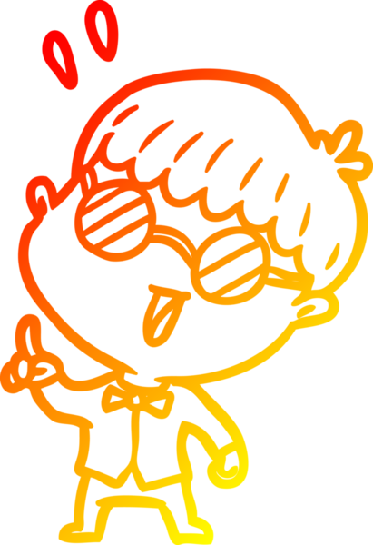 Bir insan tarafından çizilmiş fikri olan zeki bir çocuğun sıcak çizgi çizimi.