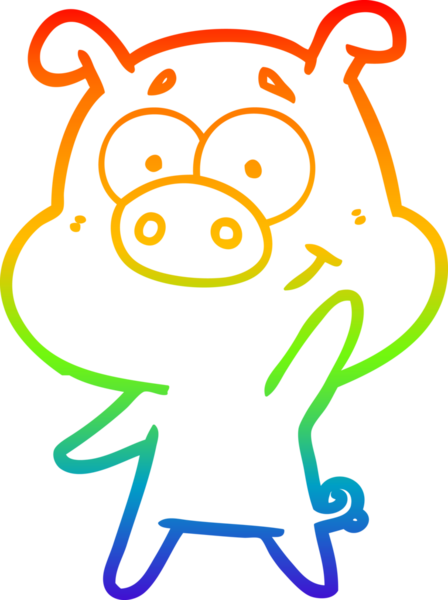 gökkuşağı gradyan çizimi mutlu çizgi domuz çizimi bir insan tarafından çizilmiş