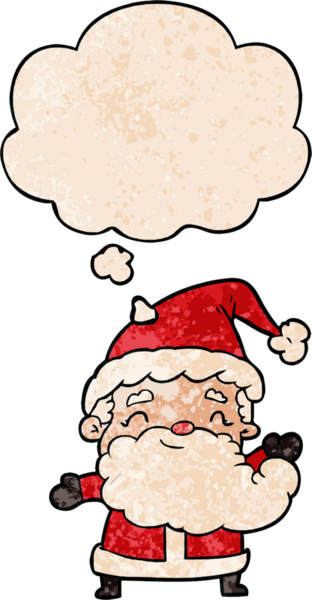 bir insan tarafından çizilmiş grunge desenli düşünce baloncuğu olan çizgi film Noel Baba