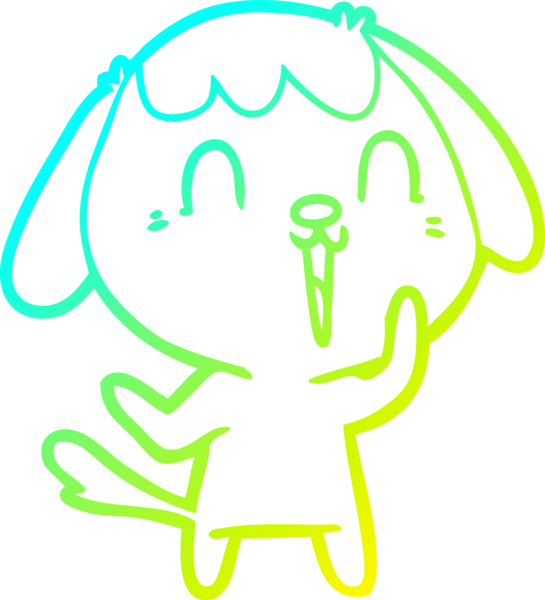 Bir insan tarafından çizilmiş şirin bir çizgi köpeğin soğuk gradyan çizgisi.